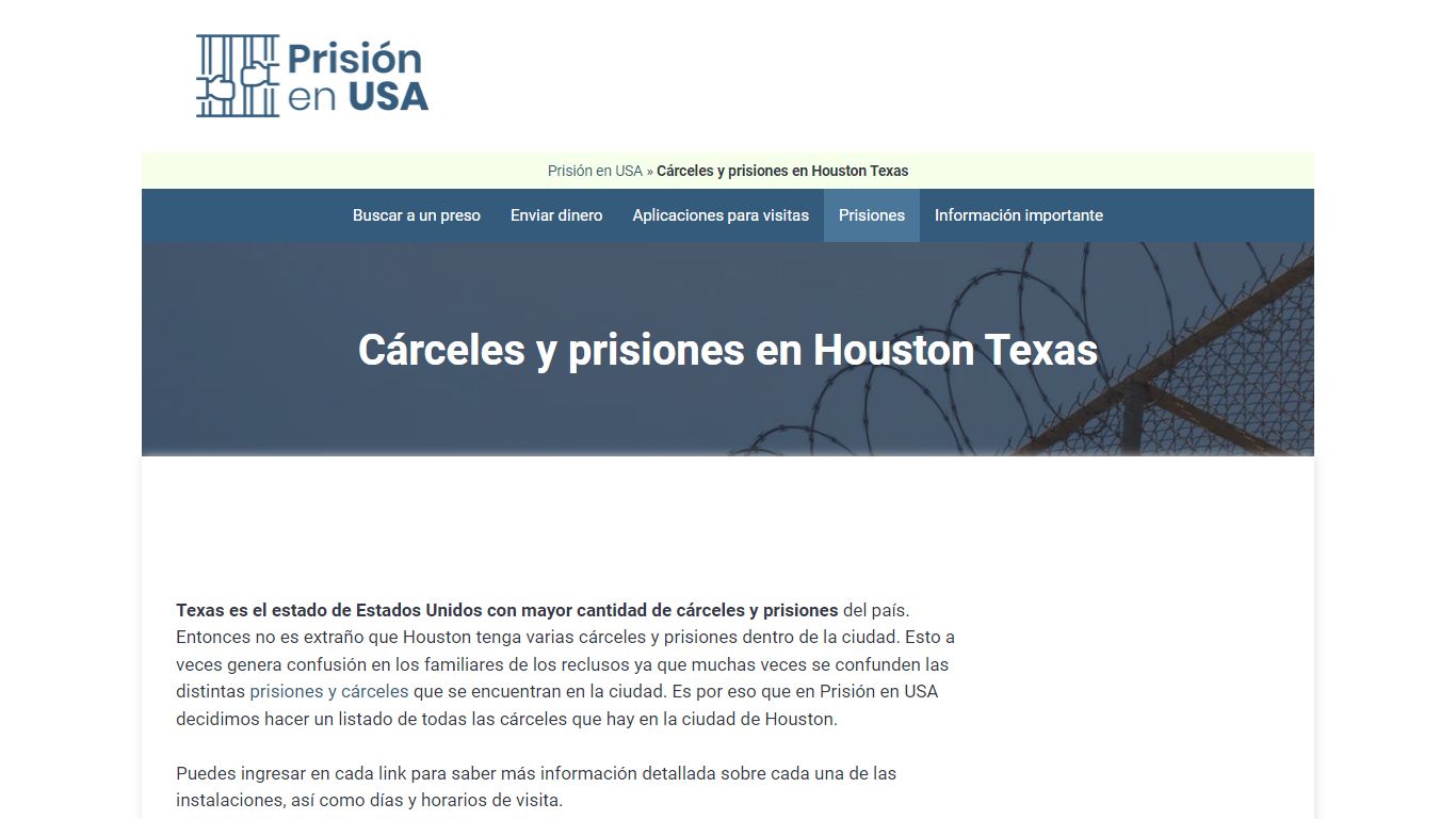 🥇 Listado de cárceles y prisiones en Houston Texas - Prisión en USA