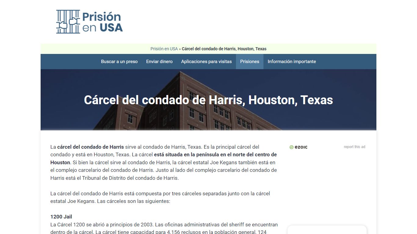 Cárcel del condado de Harris, Houston, Texas - Prisión en USA